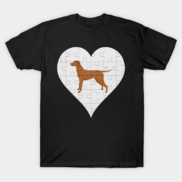 Vizsla Heart Jigsaw Pieces Design - Gift for Vizsla Lovers T-Shirt by HarrietsDogGifts